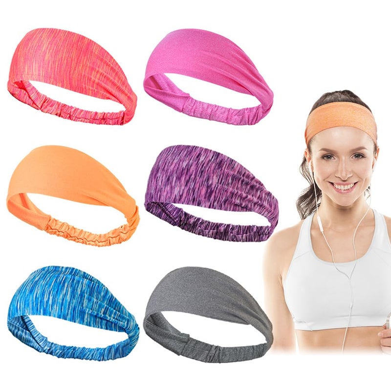 Dreamlover Workout Headbands for Women Athletic, Sports Headbands for Women Yoga, Sweatbands, 6 Pieces - Image 1